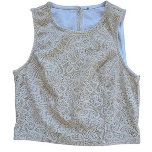 Creamy Lacy Keyhole Back Tank Top Size XS